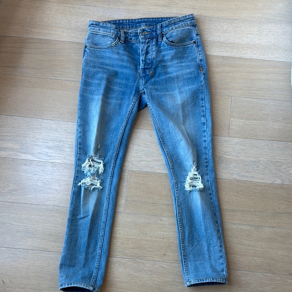 Blue Skinny Distressed Jeans